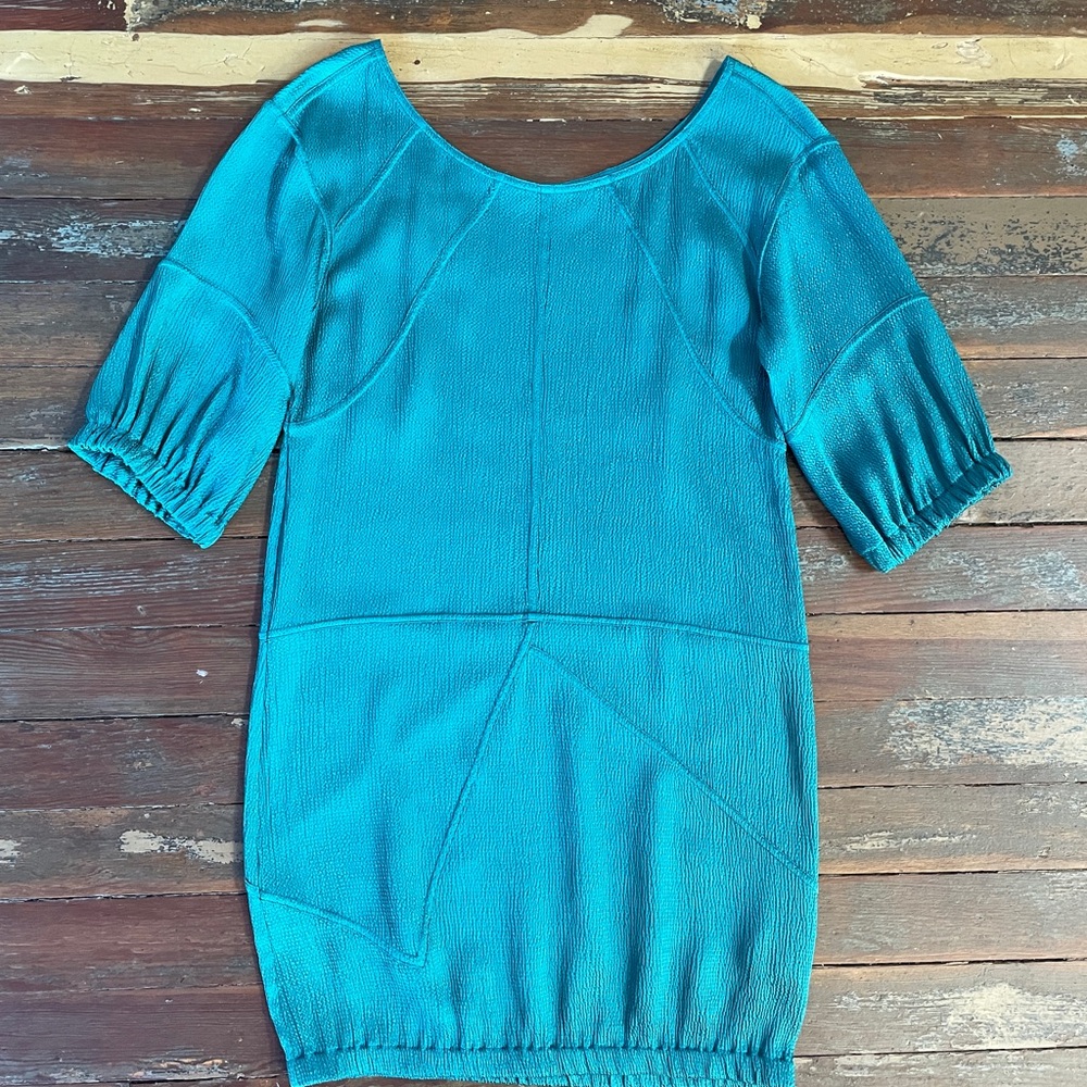 Thakoon Teal Bubble Hem Patchwork Textured Pull O… - image 7